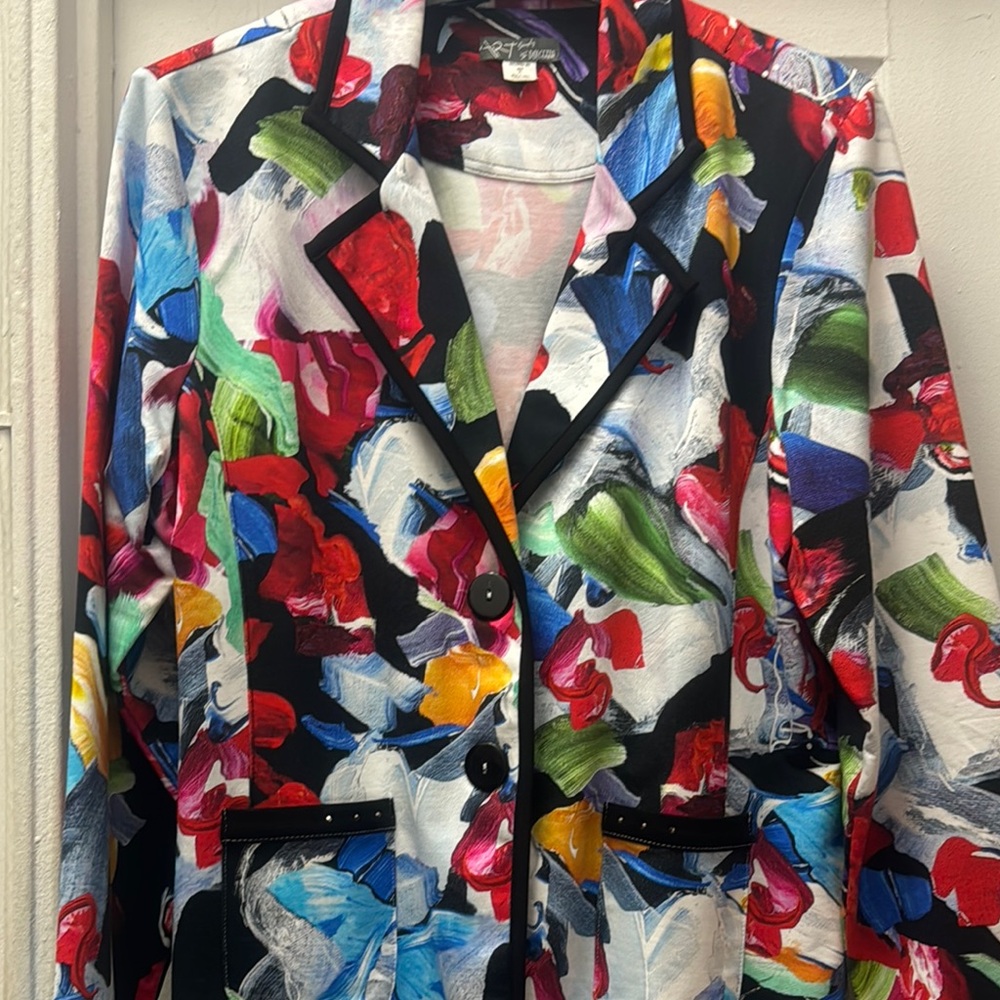 Colorful Abstract Women's Blazer Size XL - Picture 5 of 8